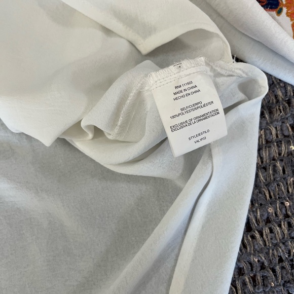 Embroidered White Blouse with Orange Accents - Picture 4 of 6